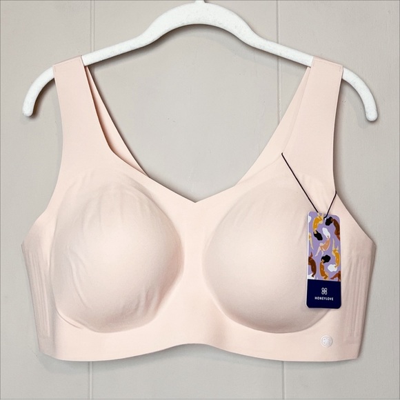 Honeylove NWT SoftForm V Neck Bra 1X blush nude 40C 40D wireless comfort pull-on - Picture 3 of 8